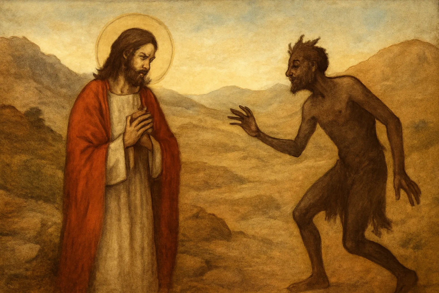 jesus sendo tentado no deserto